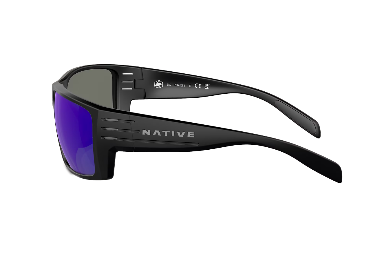 NATIVE EYEWEAR Griz Matte Black Frame with Blue Reflex Polarized Lenses